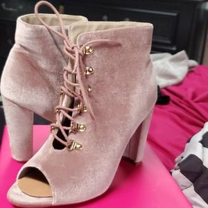 Velvet Light Pink Booties